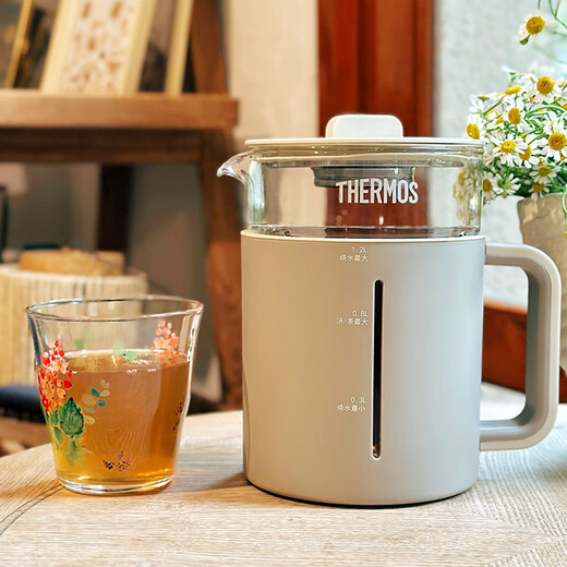 THERMOS Health Pot Tea Kettle 24H Appointment Kettle with Tea Strainer Glass Health Pot Intelligent Constant Temperature Electric Kettle 1.2L EHA-1613E-B