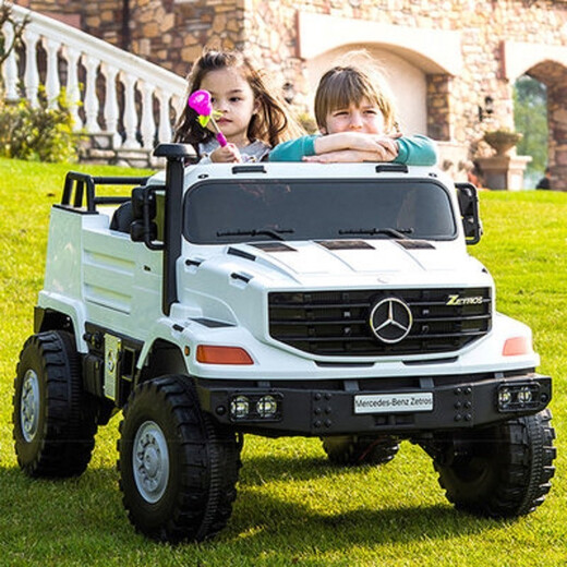 Navo Mercedes-Benz Children's Offroad Fernbedienung Doppelsitz Vierrad, super große Jungen und Frauen Kinder, Kinder mit Allrad-Lastwagen können für Erwachsene sitzen. Lackiert rot + Allradantrieb + weicher Lederstuhl + Vollfunktion + Aufbewahrung