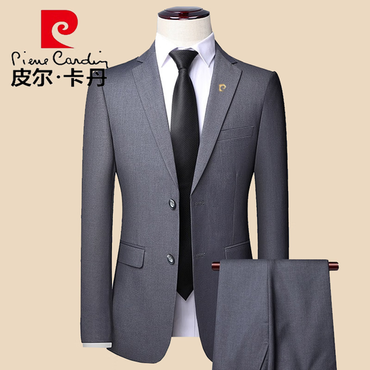 Pierre Cardin suit men's business slim suit men's work professional formal small suit men's best man groom's suit knitted 502 black (single top) L (170)