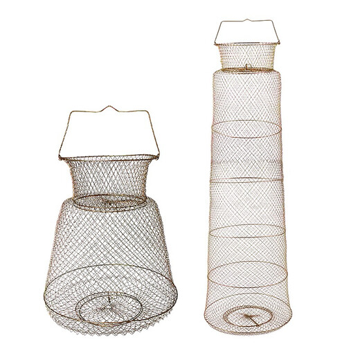 Diaohaha metal fish protection net fish basket net bag portable steel wire fish cage fishing net folding stainless steel fish net stream fish basket 33cm 0.55m galvanized version