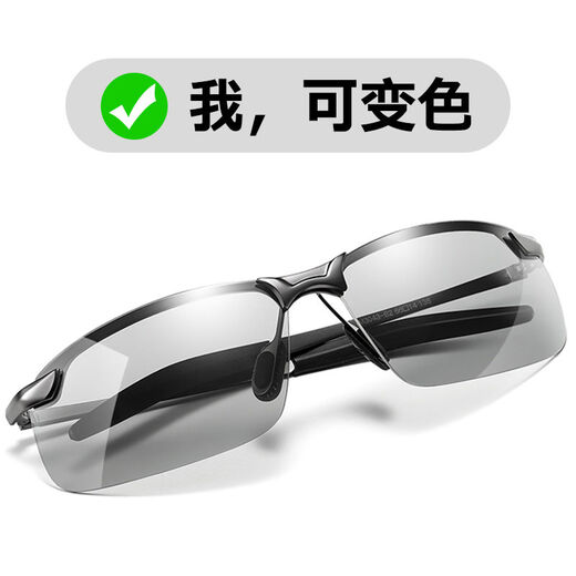 Jidaocook日夜两用偏光太阳镜男钓鱼开车眼镜日夜两用感光变色眼镜钓鱼看漂 黑色高清偏光版 【变色+日夜两用】