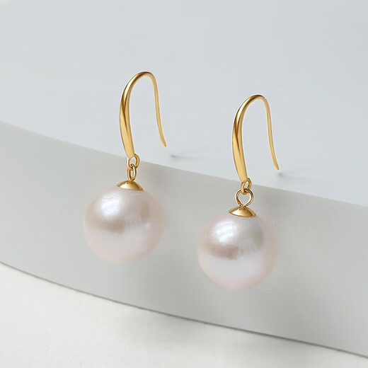 Queen of Pearls 18K Gold 10-11mm Pearl Earrings Fashionable Commuting Style Earrings Gift for Girlfriend