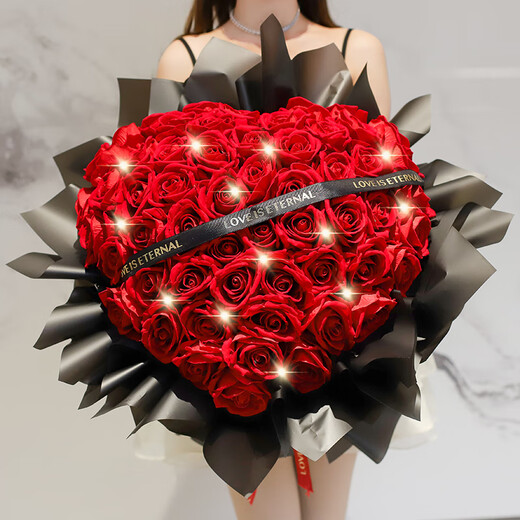 Huawang Flower Express Blumengeschenk Chinesisches Valentinstag Geschenk 33 Rote Rose Blumen Geburtstag Blumensträuße für Freundinnen Lieferung in derselben Stadt [Red Rose] 99 DY655