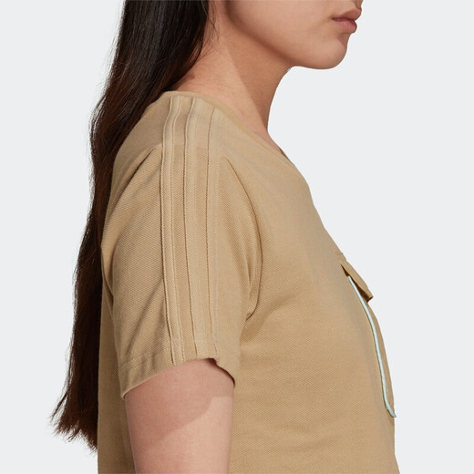 Adidas (adidas) Clover Women's Summer New Sportswear Running Breathable Comfortable Casual Short Sleeve T-shirt H15829 Light Khaki/Short T-shirt S