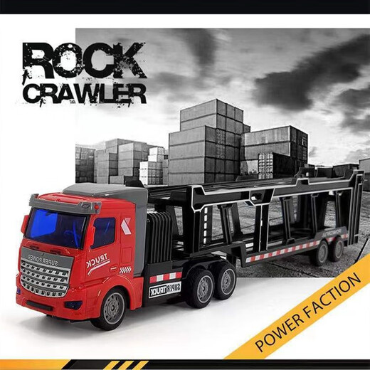 Miaopu LE Remote Control Semy-Train Control remoto Camión Semy-Train Truck Toys RC Transportador de camiones eléctricos Transportador Negro Americano Americano + CAR NEGRO [Container] Batería recargable 80 minutos + 6 Small Cars