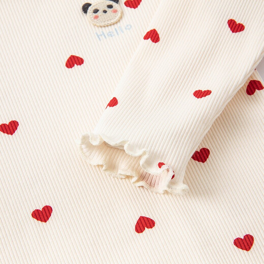 DAVE&BELLA (DAVE&BELLA) Western style children's t-shirt girls baby long-sleeved tops toddler spring clothing medium and large children's bottoming shirt toddler pullover off-white 130 cm (recommended height 120-130cm)