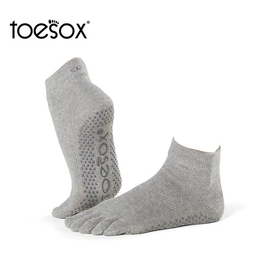 Toesox yoga socks toe socks breathable Pilates dance non-slip particle sports socks Ankle light gray S (size 34~38)