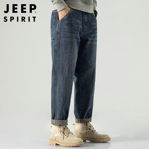 JEEP SPIRIT Jeep jeans men's autumn and winter men's loose straight casual fashion brand American tapered long pants for men