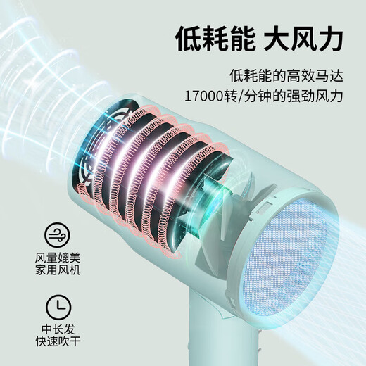 CONFU hair dryer for home use in student dormitories, low power, foldable, quick-drying hair care, hot and cold air, small portable, mini hair dryer, foldable low power 800W KF-6328 Tiffany Blue