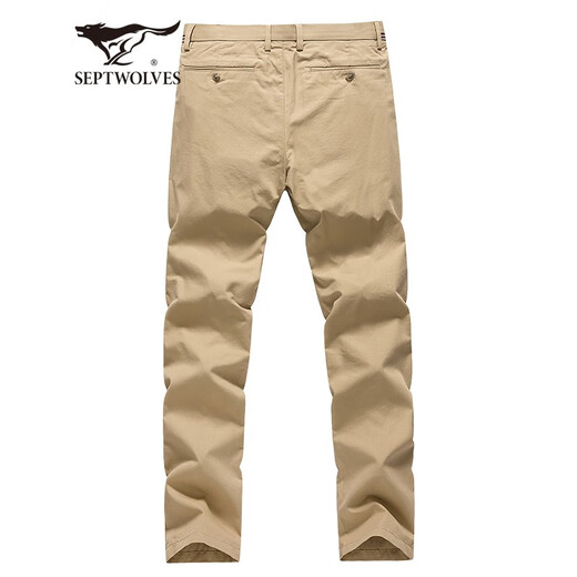 Seven Wolf casual pants for men four seasons simple business versatile slim long pants for men straight trousers men commuting pants 701 (khaki) 32 A