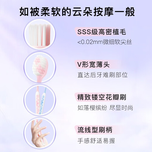 舒客肖战同款宽薄樱巧柔护牙刷 4支樱花镂空软毛防出血护龈新老随机
