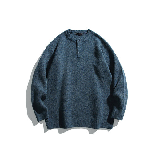 Stylish American Henry collar sweater for men in autumn and winter trendy brand cleanfit high-end knitted sweater loose lazy style jacket dark gray M