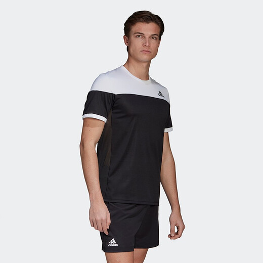 阿迪达斯（adidas） 短袖T恤男款速干衣训练比赛运动服吸汗透气网球羽毛球服FT9720 黑色FT9720 S