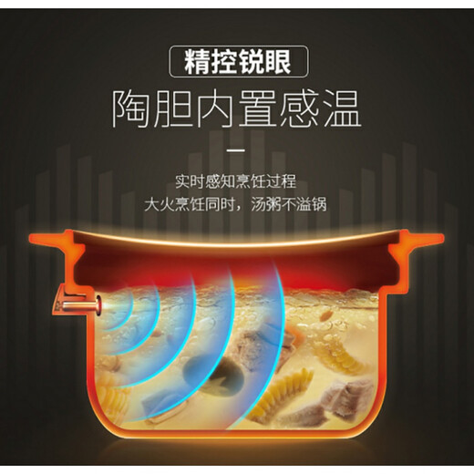 SUPOR electric stew pot, electric stew pot, soup pot, stew soup pot, porridge pot, precise control and fast incandescent pottery electric stew pot, intelligent fully automatic home slow cooker, slow fire simmering soup, clay pot and crock pot soup, precise control and fast series incandescent pottery liner 4 liters TG40YC5 4L