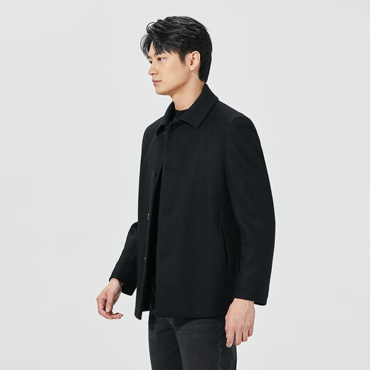 Lilang cashmere blended quick heating woolen coat men's winter woolen coat business men's wool coat black (24DYR5051Y) L 170/88A
