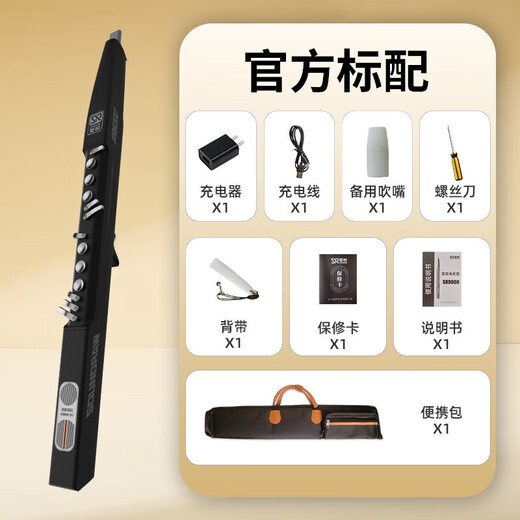 圣锐SR6000电吹管乐器国产笛子电萨克斯葫芦丝老年初学者电子吹管 出厂配置+软包+脖带大礼包