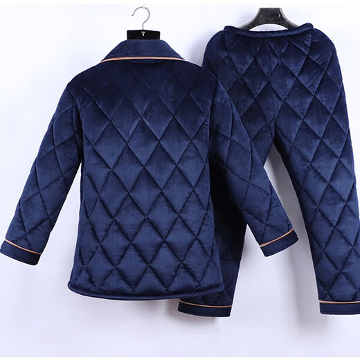 Yanxiang pajamas men's three-layer thickened coral velvet cotton in autumn and winter, middle-aged and elderly warm dad's home clothes winter style 6629 mountain badge XL code (115Jin [Jin equals 0.5 kg]-135Jin [Jin equals 0.5 kg])