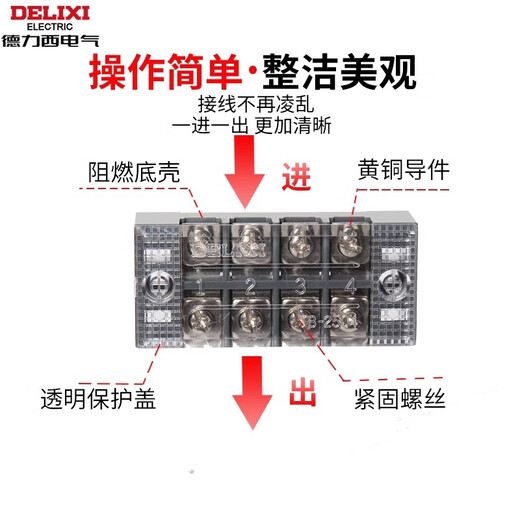 Delixi terminal block TB-1510 quick connector 10-bit 25A45A TB2506 terminal block TB-2506