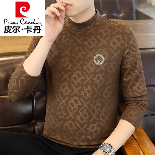 皮尔卡丹（pierre cardin）品牌男士长袖德绒t恤男2025新款潮流印花卫衣秋冬季中领修身打底 白色 6630 M (90-105斤)