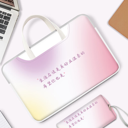 
Three-color cat gradient ins style computer bag for girls' handbag suitable for apple macbook 15.6 Lenovo air1 W3882 purple butterfly [leather tote bag + 15 inches