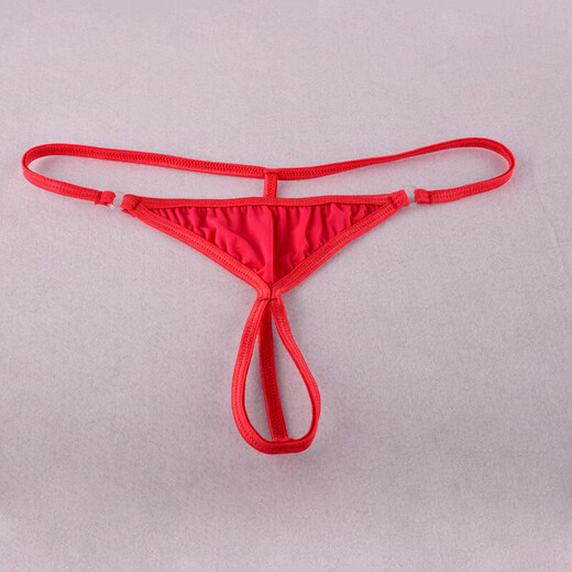 Männer sexy Unterwäsche transparent thong sexy verlockende weiche und atmungsaktive Eisseide Unterwäsche Herrenhöhle-Schritt Offene T-Trübchen rote Uniform Größe
