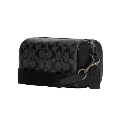 Coach (Coach) Herrenbeutel Canvas Herren-Kissenbag Klassiker gedrucktem One-Shoulder Crossbody Camera Bun Mutter Tasche CJ674 Black QBO4g