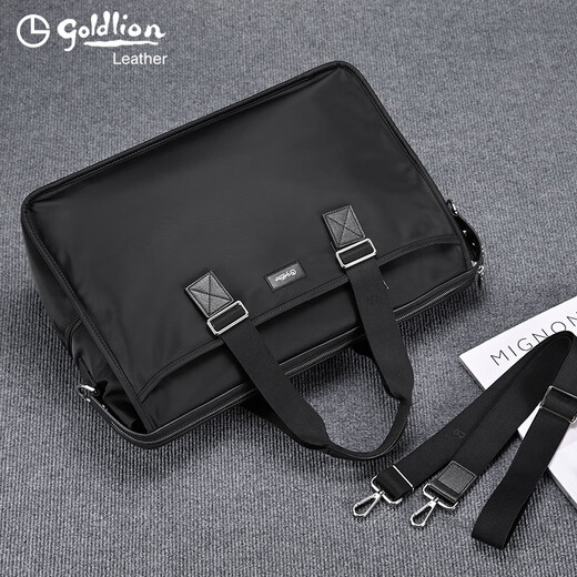 Goldlion men's handbag 2025 new Oxford cloth large capacity casual fashion men's bag computer business men's briefcase black large size 46*34*15CM large bag 17 inches