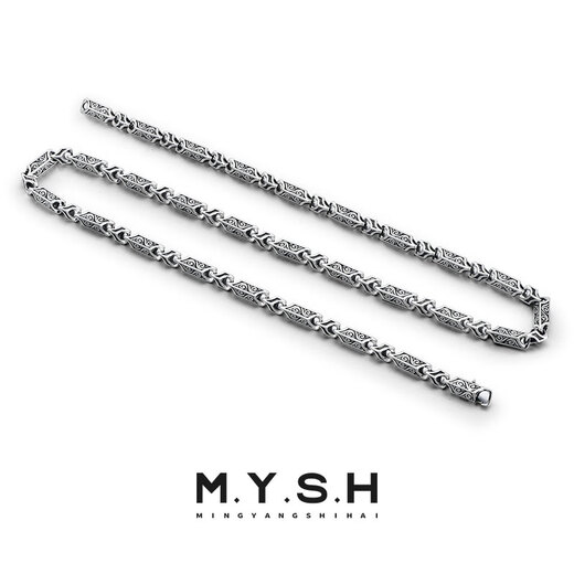 Mingyang Decoration Sea 925 sterling silver auspicious cloud pattern keel pattern necklace men's strong chain retro high-end personality solid chain sweater chain chain length 60CM