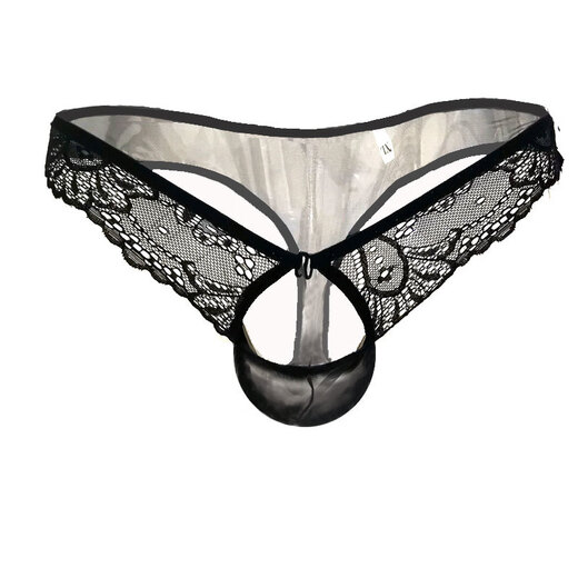 Sexy underwear for men, sexy underwear for men, transparent boys' thong, open, no need to take off, male sex, black 227 front opening, macho type, M thin boy