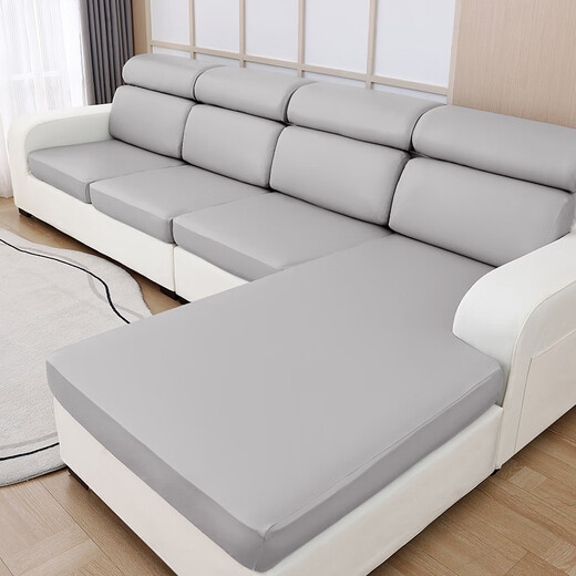 Jiatuling cat claw sofa cover full cover technology cloth waterproof non-stick hair sofa hat leather sofa cover full cover seat Brata-gray white [more than 80% of people choose T size larger S size [width 65-85cm*long 65-95cm*C