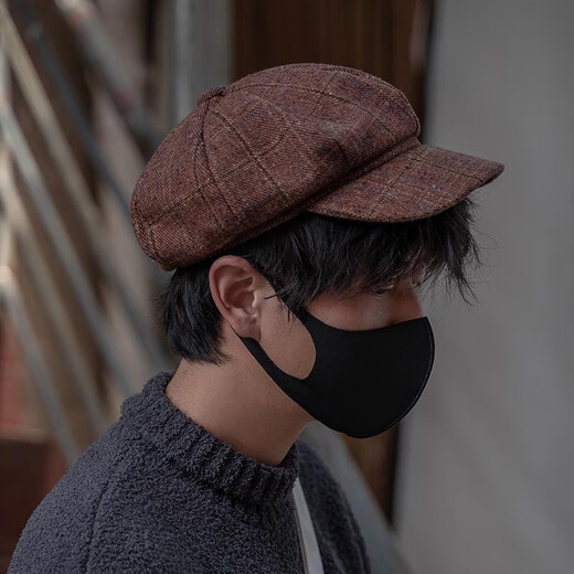 畅印日系复古文艺百搭八角帽男网红秋冬英伦报童帽贝雷帽画家帽潮帽子 卡其色