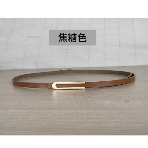 Melece [Selected] New thin genuine leather belt for women, simple and versatile elegant cowhide belt with dress for women 11155-yellow 105cm