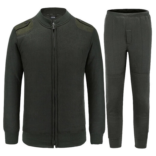 Xuwei's new style fleece jacket and trousers men's suit to keep warm in cold areas, thickened cold-proof sweater trousers knitted underwear in winter, cold area border patrol fleece trousers, shipped from Beijing warehouse, 175/92-96 standard
