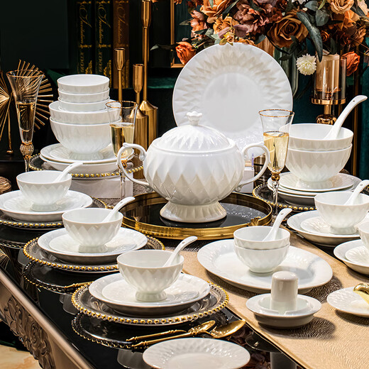 Tao Yi bowl plate tableware set Jingdezhen high-end ceramic set wedding wedding wedding gift bowl plate chopsticks