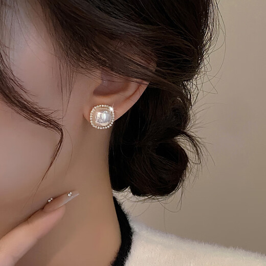 Jiuvia Pearl Earrings for Women Full of Diamonds S925 Silver High-Quality Retro Earrings 2025 Hot Style Gentle Elegant Versatile Earrings Full of Diamonds Pearl Earrings