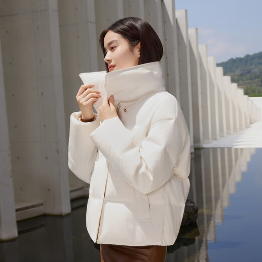 Bosideng (BOSIDENG) down jacket goose down women's lapel new national standard 90 velvet shopping mall fashion versatile same style slim jacket store manager recommended milk white diamond pattern jacquard 8958 XL 175/96A weight about 140-160Jin Jin equals 0.5 kg