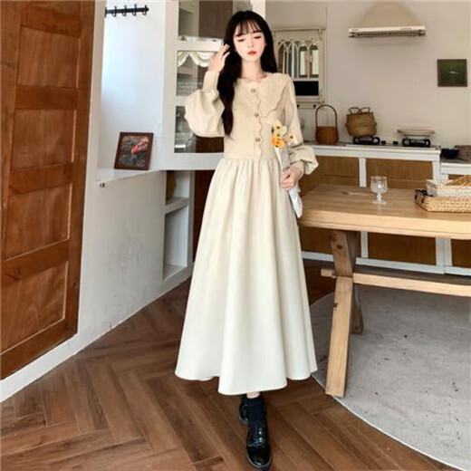 High school student adult dress women's winter 18-year-old graduation evening dress French gentle round neck knitted dress black L recommended 105-115 Jin Jin equals 0.5 kg