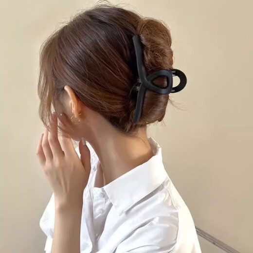 Extra large hairpin with large hair volume, shark clip, frosted temperament gripper, large hair clip for the back of the head, hair clip, hair clip / 13cm-2 piece set, khaki + dark coffee