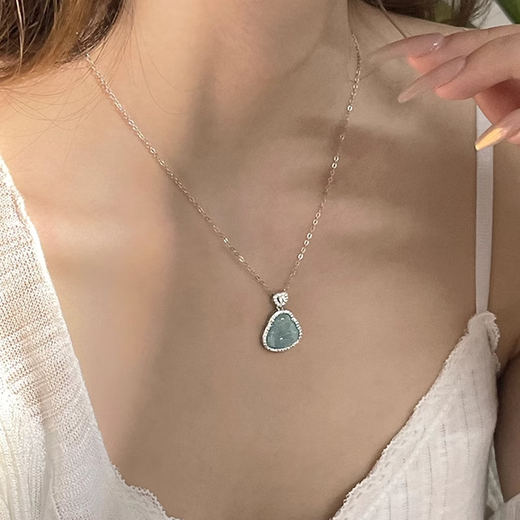 Yin Muchi Jade Buddha Silver Necklace for Women Light Luxury Niche Clavicle Chain Pendant Practical Valentine's Day Birthday Gift for Wife 925 Silver Jade Buddha Necklace Certificate + Gift Box L2223