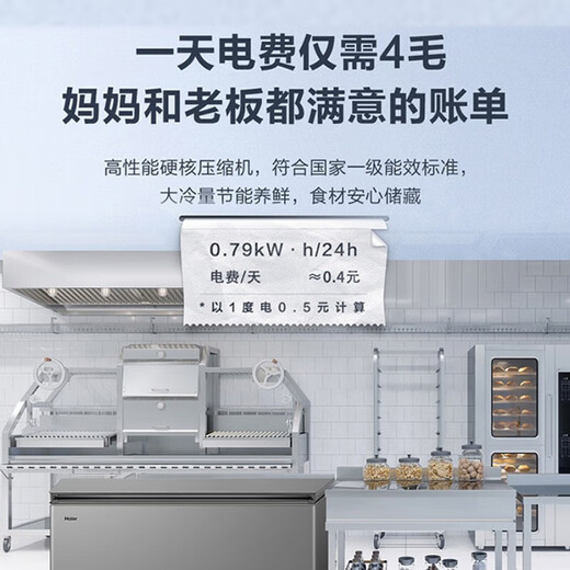Recommended flagship products of Haier Freezer, household and commercial, large capacity 500 liters, 300 liters or more, single temperature horizontal ultra-low temperature freezer, deep freezing quick freezing freezer - 38 cell level freezing丨519 liters丨Frost reduction 80%丨First class energy efficiency