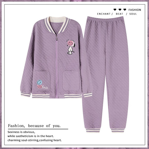 
Comfortable shirt for women, winter pure cotton long sleeves, autumn and winter warmth thin cotton air cotton mezzanine, women's warm home clothing MC15273 XL (recommended 120-135 Jin [Jin equals 0.5 kg])