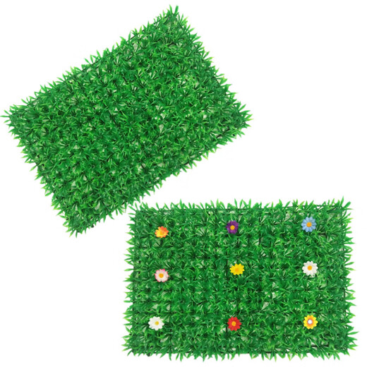 Qiyihang simulated lawn plastic artificial fake outdoor turf large grass belt indoor balcony decorative wall plant mat 40X60 large grass belt 9 flowers