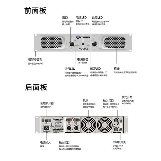 
DAMEIS optional CROWN/Crown PX1000 2000 PX3000 PX4000 Professional amplifier rear-level amplifier Combined KTV amplifier kp2300 kp2500 CROWN PX3000