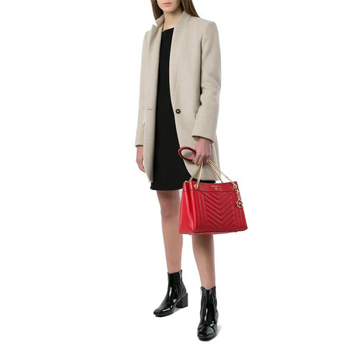 Michael Kors Mike Coles MK Frauenbeutel Schaffell -Kette Einzelschulter -Tasche 30H9GUSL2T 683 rot