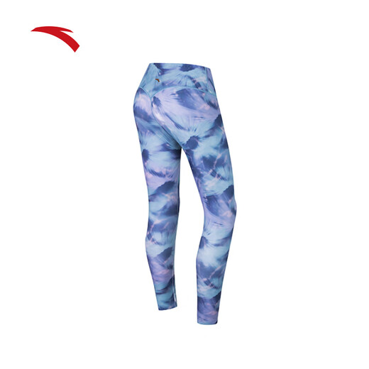 ANTA Ice Skin Tights Professional Sports Women's Autumn Yoga Pilates Fitness Nine-Point Pants Trousers 162457307 Dark Blue/All-over Print-1 S Female 160