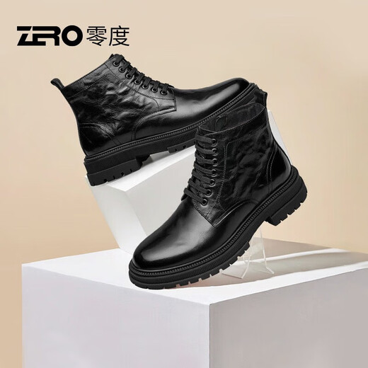 Botas de Martin Zero en invierno Nuevo Lace-up negro más Velvet Botas de cuero cálido Botas gruesas Suelas al aire libre Negro 40 40