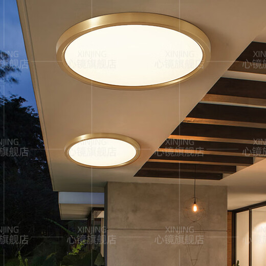 Herzspiegel Vollkupfer Außendecke Leichtes Villa Gate Ultra-dünn vordere leichte Außengangsbalkon Lampe Anti-Moskito Hof Leicht x3893-600/Quadrat