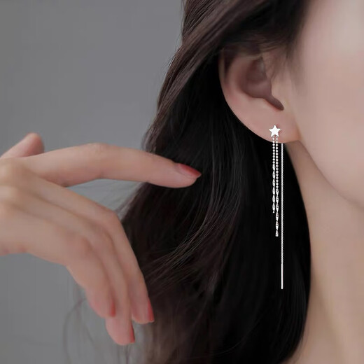 Nilan platinum ear wire pt950 earrings for women 2024 new trendy long earrings platinum earrings sexy long tassel earrings