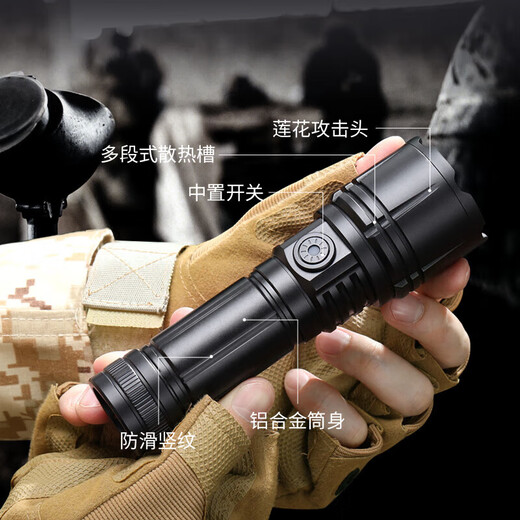SupFire RX50 flashlight, strong light, zoom, ultra-bright, long-lasting, portable military long-range outdoor emergency light for home riding