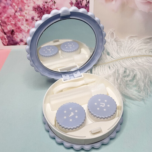 Miaomou contact lens box biscuit candy color ins contact lens box cute Korean version girl heart companion box double box csyy biscuit box-Azure Blue